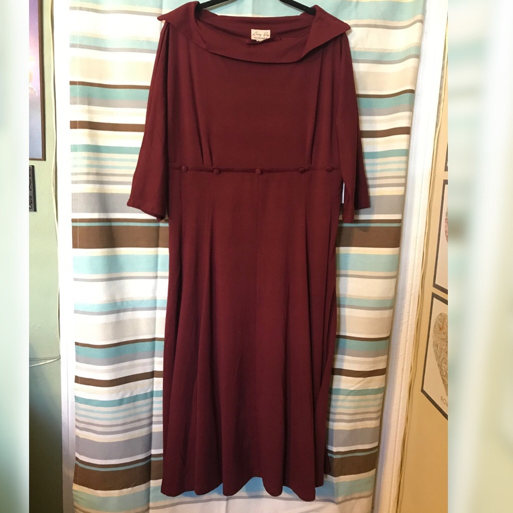 Burgundy/Maroon Boat Neck Dress